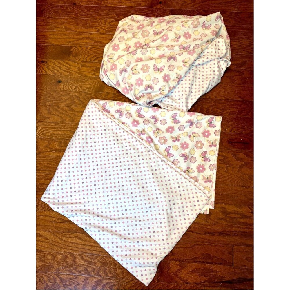 Limited Too Butterfly Polka Dot Floral Twin Sheet Set Pink Y2K Pattern Block